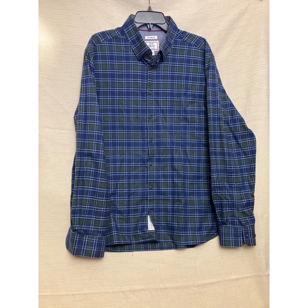 Jos. A. Bank Button Down Mens XL Blue Green Excellent Plaid Tailored‎ Fit 1905